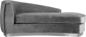 Julian Velvet Chaise Lounge In Grey - 621Grey-Chaise | Meridian