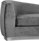 Meridian Furniture - Julian Velvet Chaise Lounge In Grey - 621Grey-Chaise