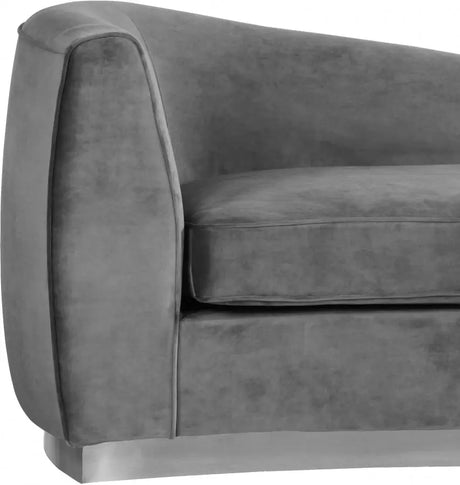 Meridian Furniture - Julian Velvet Chaise Lounge In Grey - 621Grey-Chaise