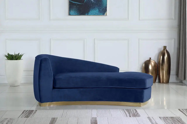 Meridian Furniture - Julian Velvet Chaise Lounge In Navy - 620Navy-Chaise