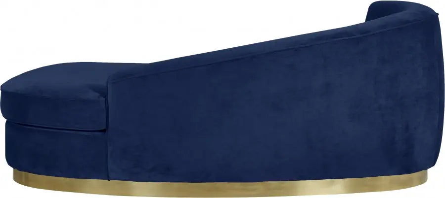 Meridian Furniture - Julian Velvet Chaise Lounge In Navy - 620Navy-Chaise