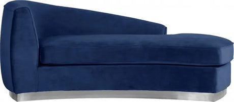 Meridian Furniture - Julian Velvet Chaise Lounge In Navy - 621Navy-Chaise