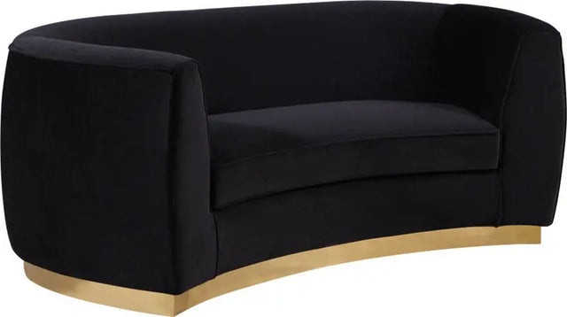 Meridian Furniture - Julian Velvet Loveseat In Black - 620Black-L