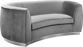 Julian Velvet Loveseat In Grey - 621Grey-L | Meridian