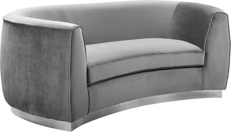 Meridian Furniture - Julian Velvet Loveseat In Grey - 621Grey-L