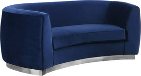Julian Velvet Loveseat In Navy - 621Navy-L | Meridian