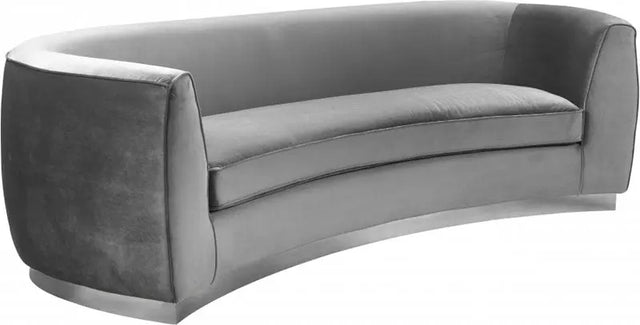 Meridian Furniture - Julian Velvet Sofa In Grey - 621Grey-S