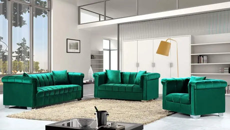 Meridian Furniture - Kayla 3 Piece Living Room Set In Green - 615Green-S-3Set