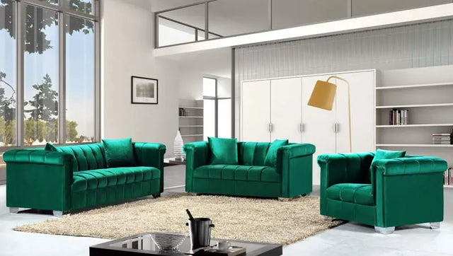 Meridian Furniture - Kayla 3 Piece Living Room Set In Green - 615Green-S-3Set