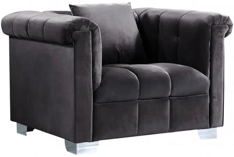 Meridian Furniture - Kayla Velvet Chair In Grey - 615Grey-C