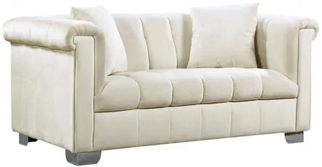 Meridian Furniture - Kayla Velvet Loveseat In Cream - 615Cream-L