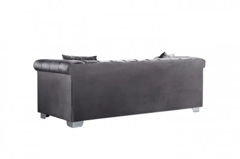 Meridian Furniture - Kayla Velvet Loveseat In Grey - 615Grey-L