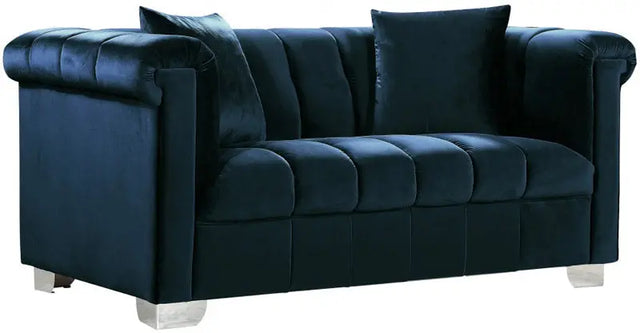 Meridian Furniture - Kayla Velvet Loveseat In Navy - 615Navy-L