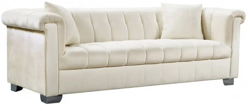 Meridian Furniture - Kayla Velvet Sofa In Cream - 615Cream-S