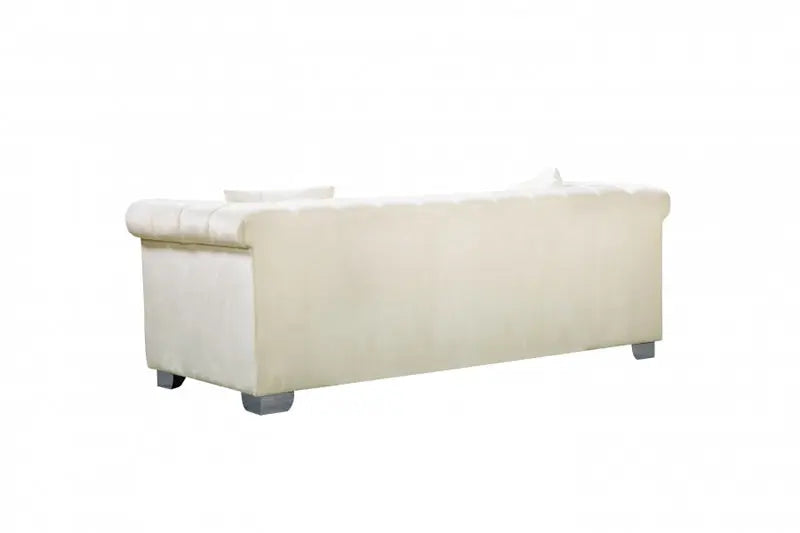 Meridian Furniture - Kayla Velvet Sofa In Cream - 615Cream-S