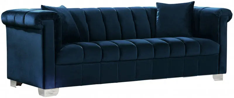 Meridian Furniture - Kayla Velvet Sofa In Navy - 615Navy-S