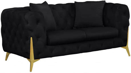 Meridian Furniture - Kingdom Velvet Loveseat In Black - 695Black-L