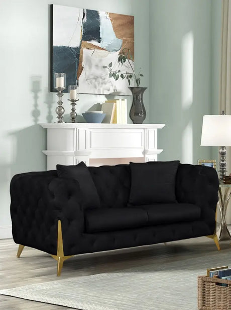 Meridian Furniture - Kingdom Velvet Loveseat In Black - 695Black-L