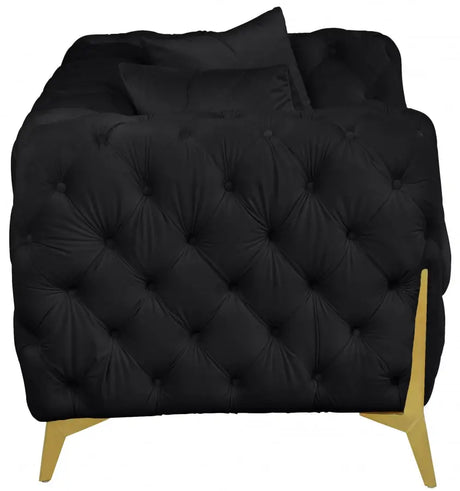 Meridian Furniture - Kingdom Velvet Loveseat In Black - 695Black-L