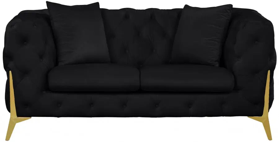 Meridian Furniture - Kingdom Velvet Loveseat In Black - 695Black-L