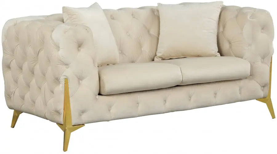 Meridian Furniture - Kingdom Velvet Loveseat In Cream - 695Cream-L