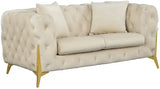 Meridian Furniture - Kingdom Velvet Loveseat In Cream - 695Cream-L