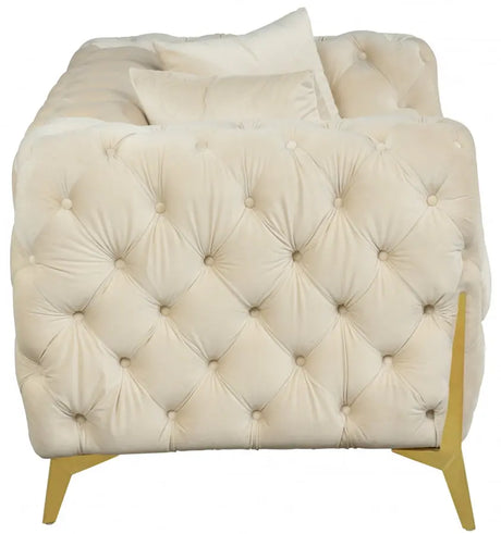 Meridian Furniture - Kingdom Velvet Loveseat In Cream - 695Cream-L