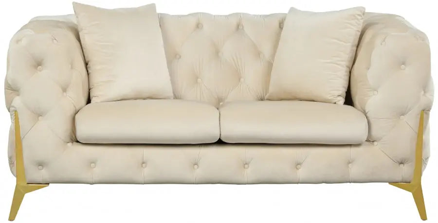 Meridian Furniture - Kingdom Velvet Loveseat In Cream - 695Cream-L