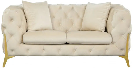 Meridian Furniture - Kingdom Velvet Loveseat In Cream - 695Cream-L