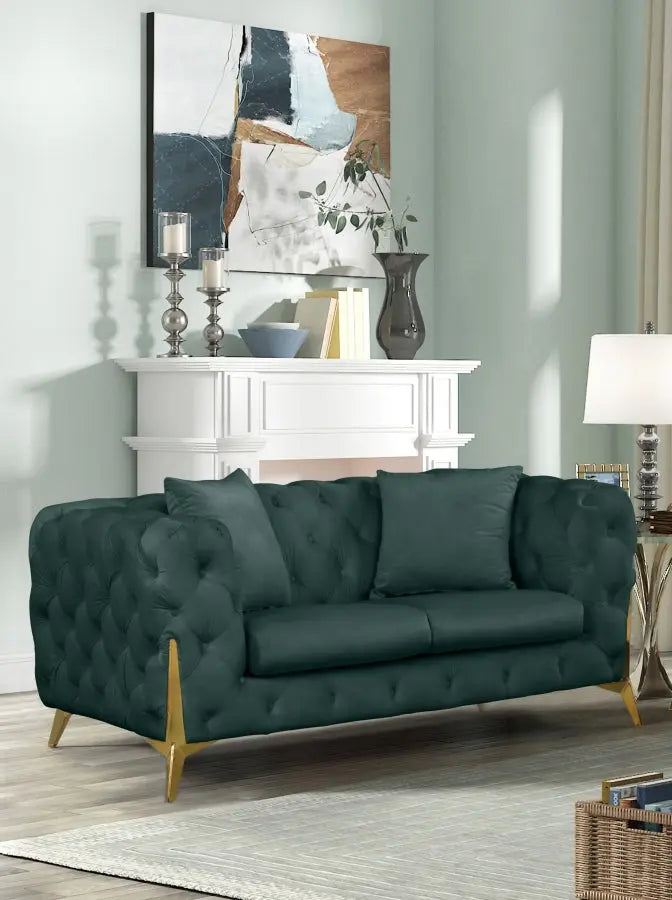 Meridian Furniture - Kingdom Velvet Loveseat In Green - 695Green-L