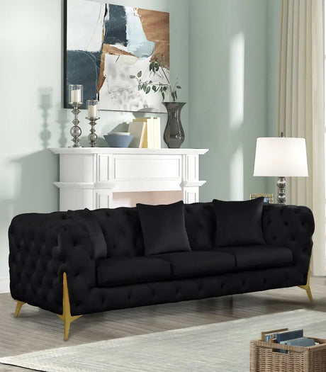 Meridian Furniture - Kingdom Velvet Sofa In Black - 695Black-S