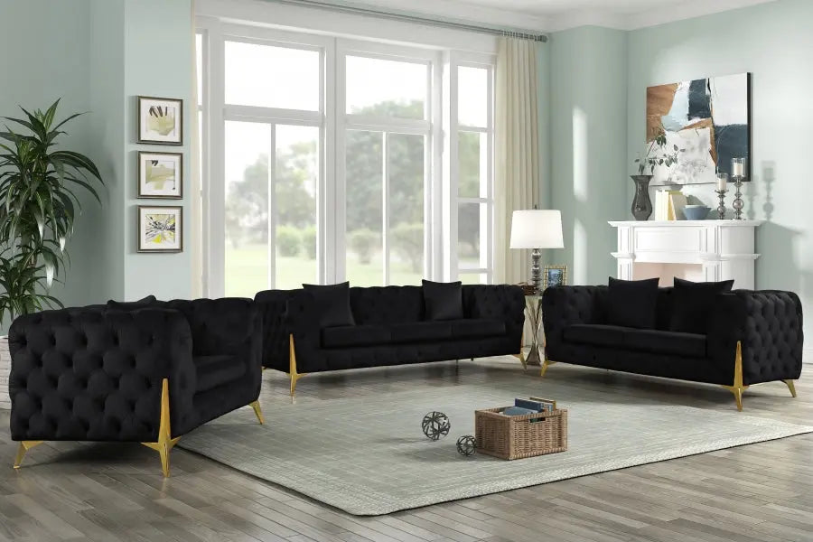 Meridian Furniture - Kingdom Velvet Sofa In Black - 695Black-S