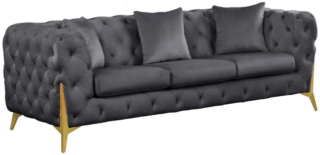 Meridian Furniture - Kingdom Velvet Sofa In Grey - 695Grey-S