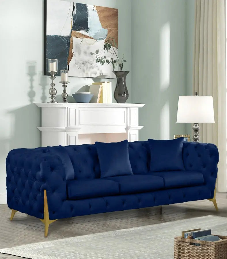 Meridian Furniture - Kingdom Velvet Sofa In Navy - 695Navy-S