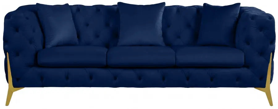 Meridian Furniture - Kingdom Velvet Sofa In Navy - 695Navy-S