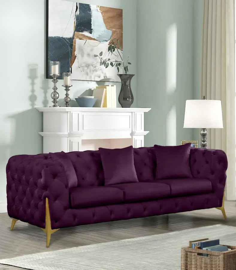 Meridian Furniture - Kingdom Velvet Sofa In Purple - 695Purple-S