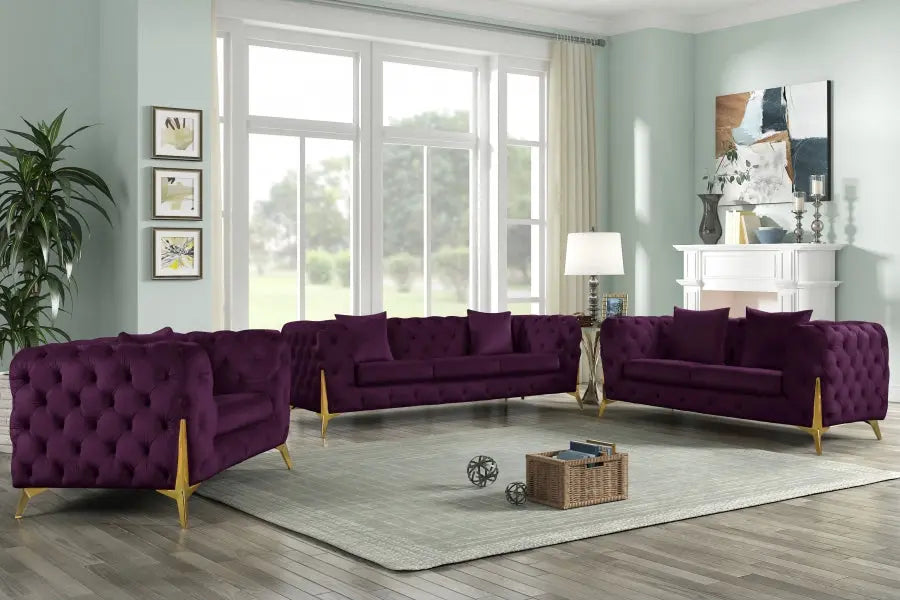 Meridian Furniture - Kingdom Velvet Sofa In Purple - 695Purple-S