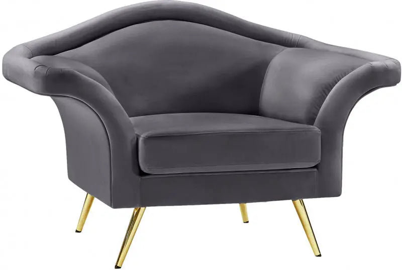 Meridian Furniture - Lips Velvet Chair In Grey - 607Grey-C