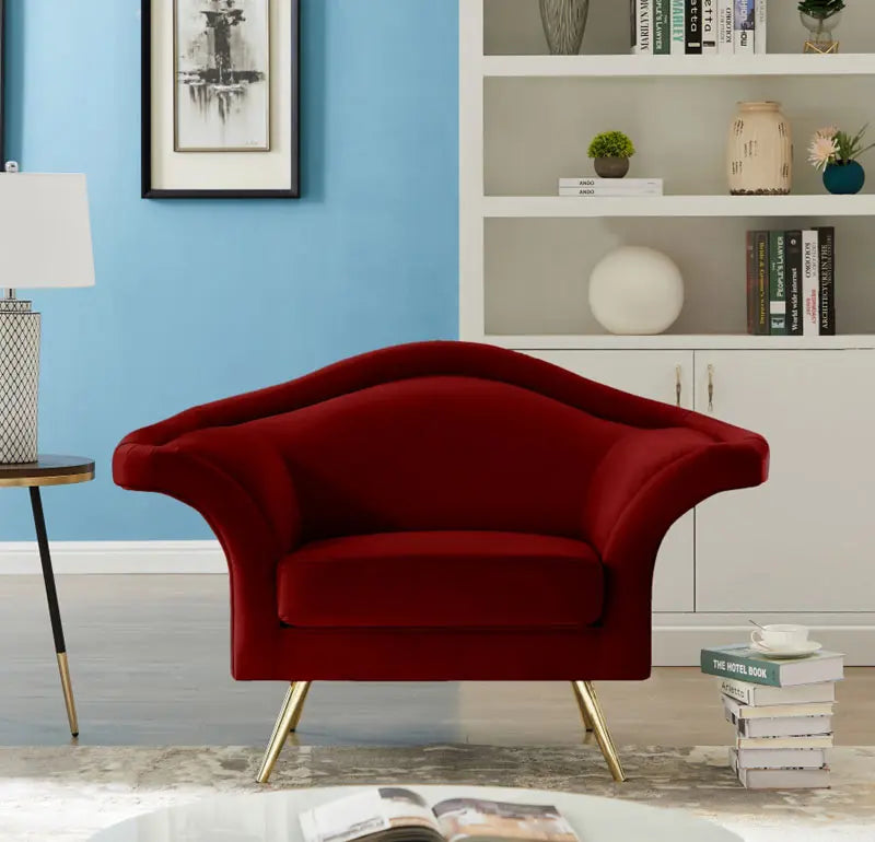 Meridian Furniture - Lips Velvet Chair In Red - 607Red-C