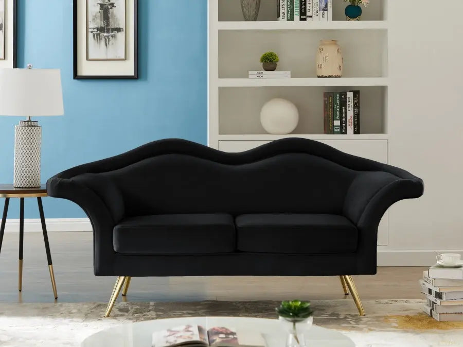 Meridian Furniture - Lips Velvet Loveseat In Black - 607Black-L