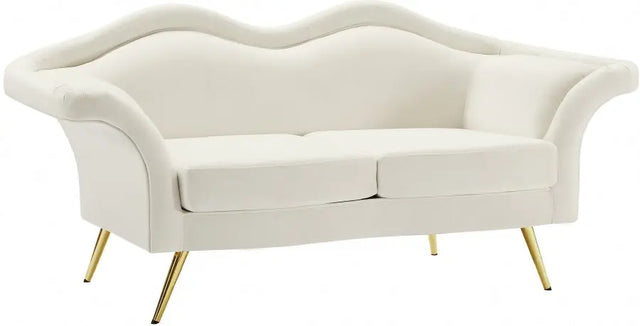 Meridian Furniture - Lips Velvet Loveseat In Cream- 607Cream-L