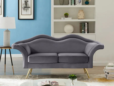 Meridian Furniture - Lips Velvet Loveseat In Grey - 607Grey-L