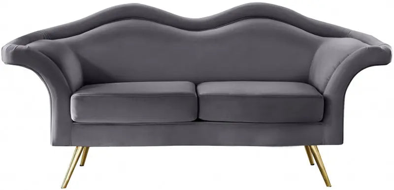 Meridian Furniture - Lips Velvet Loveseat In Grey - 607Grey-L