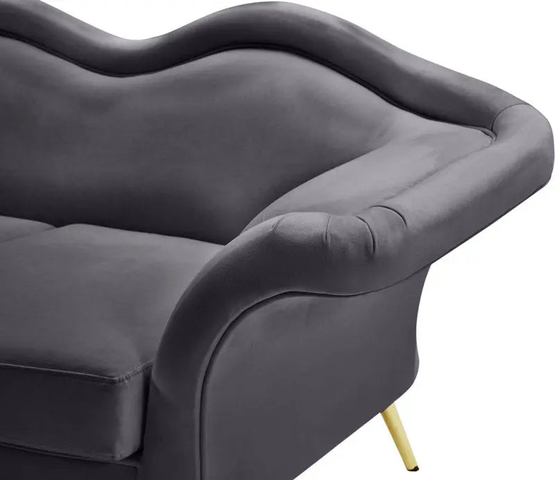 Meridian Furniture - Lips Velvet Loveseat In Grey - 607Grey-L