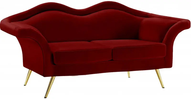 Meridian Furniture - Lips Velvet Loveseat In Red - 607Red-L