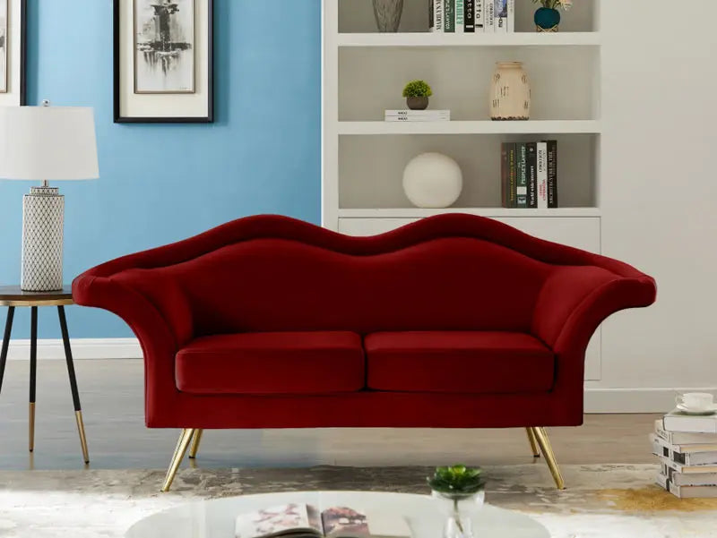 Meridian Furniture - Lips Velvet Loveseat In Red - 607Red-L