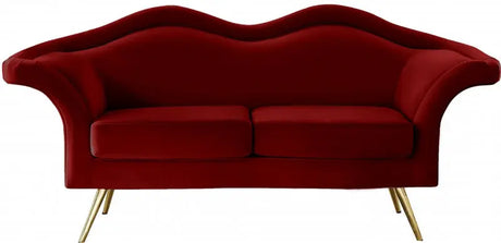 Meridian Furniture - Lips Velvet Loveseat In Red - 607Red-L