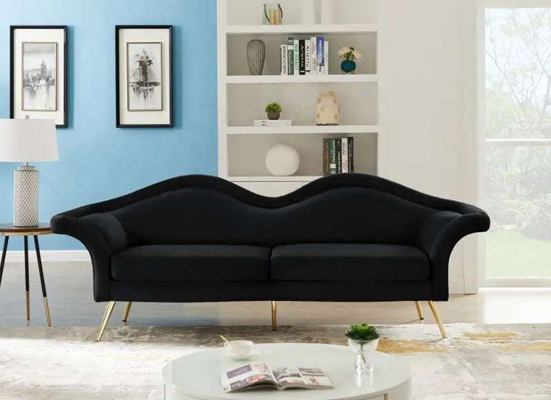 Meridian Furniture - Lips Velvet Sofa In Black - 607Black-S