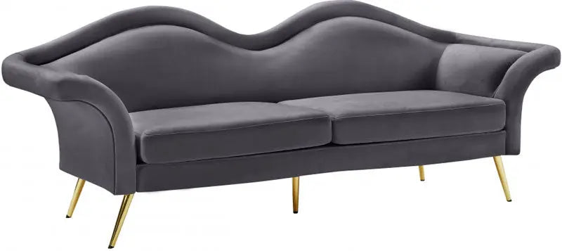 Meridian Furniture - Lips Velvet Sofa In Grey - 607Grey-S