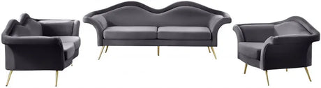 Meridian Furniture - Lips Velvet Sofa In Grey - 607Grey-S